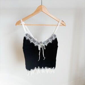 For Love And Lemons Black and White Lace Camisole